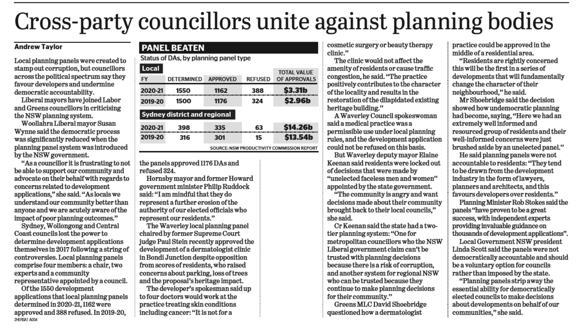 Sydney Morning Herald Sunday August 15 2021 pages from 4 to 4